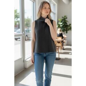 OGL Top Size XS NEW FuzzLuxe Turtle Neck Split Hem Top Classic Black